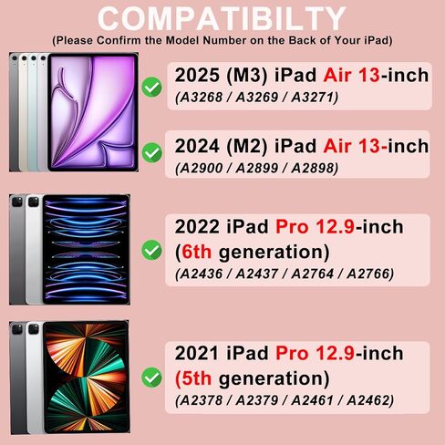 حافظة aMZCaSE iPad Air 13 بوصة M2 iPad Pro 12.9 مع لوحة مفاتيح مناسبة لجهاز iPad Pro 12.9 2022 6th/2021 الجيل الخامس، لوحة مفاتيح بلوتوث لاسلكية مغناطيسية قابلة للفصل وحامل أقلام لجهاز iPad pro 12.9، أزرق بحيرة in Kuwait