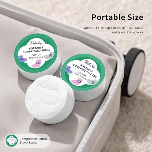 جوارب سفر قطنية مضغوطة قابلة لإعادة الاستخدام ومعبأة ومسامية للجنسين للسفر والتخييم ورحلة العمل والمستشفى والفندق in Kuwait