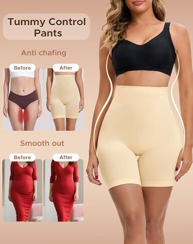 INNERSY Shapewear Tummy Control Slip Shorts for Women High Waisted Girdle Seamless Body Shaper for Under Dresses in Saudi Arabia