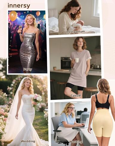INNERSY Shapewear Tummy Control Slip Shorts for Women High Waisted Girdle Seamless Body Shaper for Under Dresses in Saudi Arabia