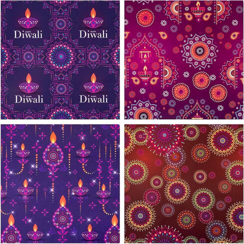 RUSPEPA Diwali Wrapping Paper Roll - Mini Roll - Purple Oil Lamp Pattern Great for Diwali, Holiday and Party - 17 Inches X 32.8 Feet in Saudi Arabia