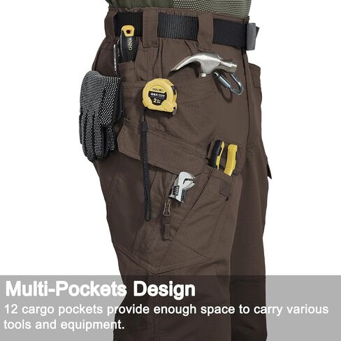 Men's Stretch Tactical Pants Water Resistant Outdoor Cargo Pants Lightweight Ripstop EDC Hiking Work Pants in Kuwait