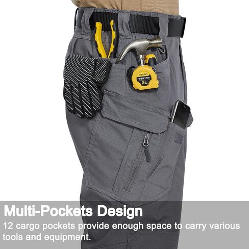 Men's Stretch Tactical Pants Water Resistant Outdoor Cargo Pants Lightweight Ripstop EDC Hiking Work Pants in Kuwait