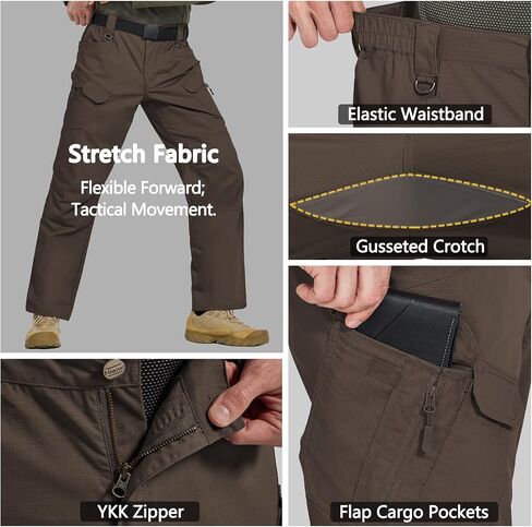 Men's Stretch Tactical Pants Water Resistant Outdoor Cargo Pants Lightweight Ripstop EDC Hiking Work Pants in Kuwait