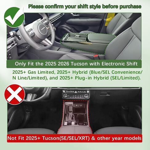 Double-Layer Center Console Organizer Compatible with 2025 2026 Hyundai Tucson(Limited) / 2025+ Hybrid/Plug-in Hybrid Accessories Storage Box Compartment Tray - ONLY Fit with Electronic Shift in Saudi Arabia