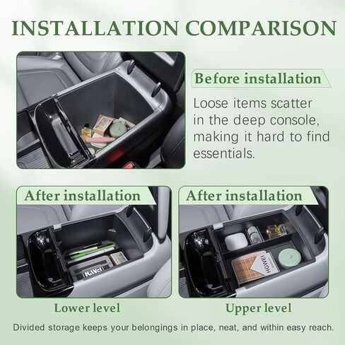 Double-Layer Center Console Organizer Compatible with 2025 2026 Hyundai Tucson(Limited) / 2025+ Hybrid/Plug-in Hybrid Accessories Storage Box Compartment Tray - ONLY Fit with Electronic Shift in Saudi Arabia