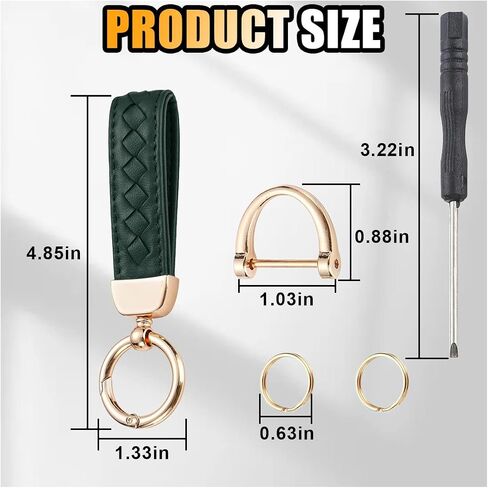 Genuine Leather Car Keychain, 360 Degree Rotatable Handmade Knit Sheepskin Keychain, Key Fob Holder with Anti-Lost D-Ring (Pink) in Saudi Arabia