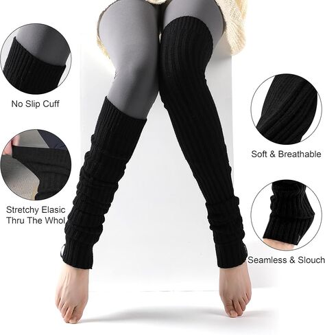 جوارب لتدفئة الساق عالية الفخذ للنساء، جوارب عالية الفخذ للنساء، جوارب ناعمة وسميكة بدون قدم، زوج واحد in Kuwait