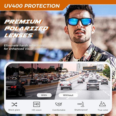 نظارات شمسية مستقطبة كلاسيكية مستطيلة من SUNGAIT للرجال والنساء، UV400 خفيفة الوزن لركوب الدراجات in Saudi Arabia