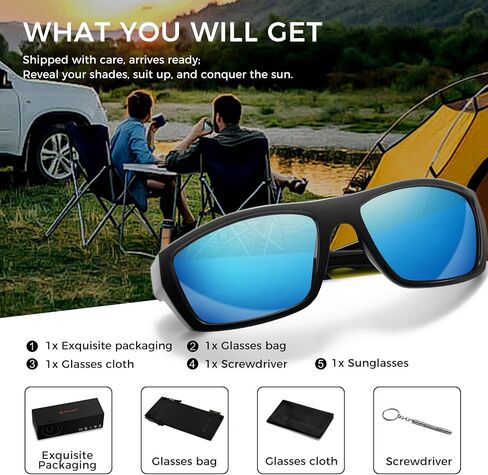 نظارات شمسية مستقطبة كلاسيكية مستطيلة من SUNGAIT للرجال والنساء، UV400 خفيفة الوزن لركوب الدراجات in Saudi Arabia