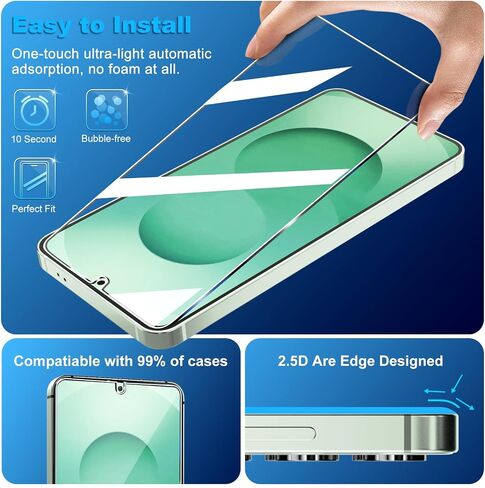 3 Pack Glass Screen Protector for Samsung Galaxy S24 [6.2 inch] + 3 Pack Camera Lens Protector, 9H Tempered Glass, Fingerprint Unlock, HD Clear Case Friendly Anti-Scratch in Saudi Arabia