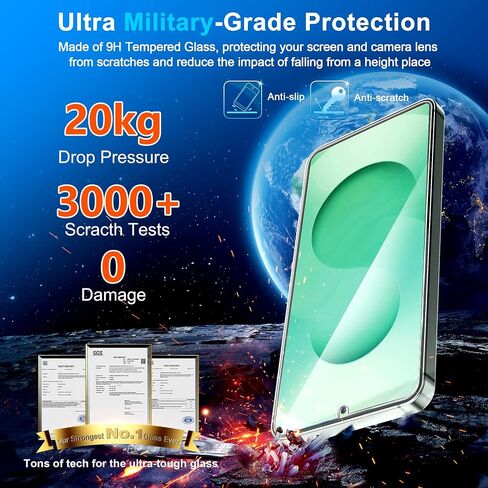 3 Pack Glass Screen Protector for Samsung Galaxy S24 [6.2 inch] + 3 Pack Camera Lens Protector, 9H Tempered Glass, Fingerprint Unlock, HD Clear Case Friendly Anti-Scratch in Saudi Arabia