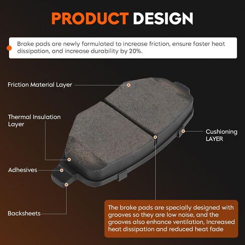 Front & Rear Ceramic Brake Pads Set for Ford Edge 2011-2014, for Lincoln MKX 2011-2015 8PCS in Saudi Arabia