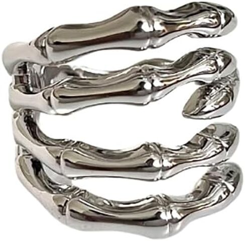 Punk Skull Hand Statement Open Ring Band Expandable Gothic Skeleton Wrap Finger Rings Adjustable Personalized Jewelry Gifts for Women Friends in Saudi Arabia