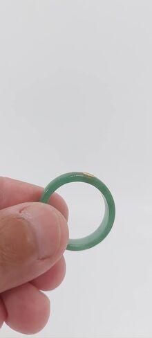 Generic خاتم من اليشم الأخضر المستدير من الزبرجد من الذهب الأصفر عيار 14 قيراط، مقاس 10، اليشم الأخضر/الزبرجد، 4 مم × 2 مم، للجنسين، إعداد متين، 0 قيراط، قطع جيد، شكل دائري، مادة زجاجية in Saudi Arabia