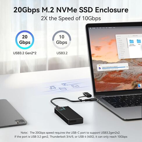 M.2 NVMe SATA SSD Enclosure Adapter,USB C 3.2 Gen 2 10Gbps M.2 NVMe,6Gbps SATA PCIe M-Key(B+M Key), Aluminum NVMe M.2 Reader Support UASP Trim for 2242/2260/2280 SSD in Kuwait