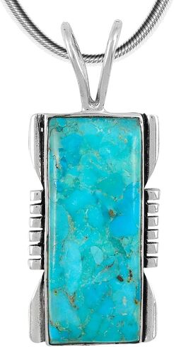 Turquoise Pendant Necklace Sterling Silver 925 (Sterling Silver Pendant with 20" Stainless Chain) in Saudi Arabia