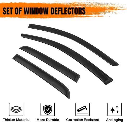 Tape on Window Visor Deflectors, Compatible with 2014-2023 Mitsubishi Mirage Hatchback, Acrylic Smoke Tinted Slim Style Window Rain Guards, Sun Wind Side Vent Visor Set, 4 Pieces in Saudi Arabia