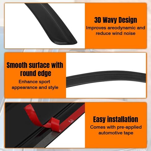 Tape on Window Visor Deflectors, Compatible with 2014-2023 Mitsubishi Mirage Hatchback, Acrylic Smoke Tinted Slim Style Window Rain Guards, Sun Wind Side Vent Visor Set, 4 Pieces in Saudi Arabia