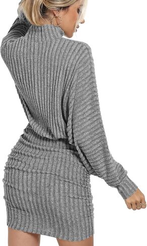 Motarto Women's Bodycon Sweater Dress Long Sleeve Turtleneck Lantern Sleeve Knit Mini Dress Fall Winter Party Casual in Kuwait