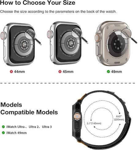 أحزمة SUNFWR متوافقة مع ساعة Apple 44 مم 45 مم مع حافظة، حزام فيلكرو رياضي متين لساعة Apple مع غطاء واقي لسلسلة iwatch 9/8/7/6/5/4/SE للرجال (أسود) in Kuwait