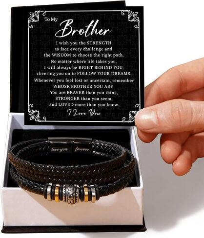 To My Brother – ‘Love You Forever’ Engraved Leather Bracelet, A Meaningful Gift to Celebrate the Bond Between Brothers, Thoughtful Present Gift for Him Birthday, Christmas, Graduation in Saudi Arabia
