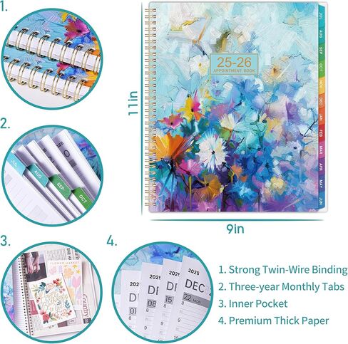 2025-2026 Planner-المخطط الأكاديمي 2025-2026 ، يوليو 2025-يونيو 2026 ، 9 "× 11" أسبوعيًا وشهريًا مع علامات تبويب ، ملزمة مزدوجة ، عطلات ، جيب الخلفي in Kuwait