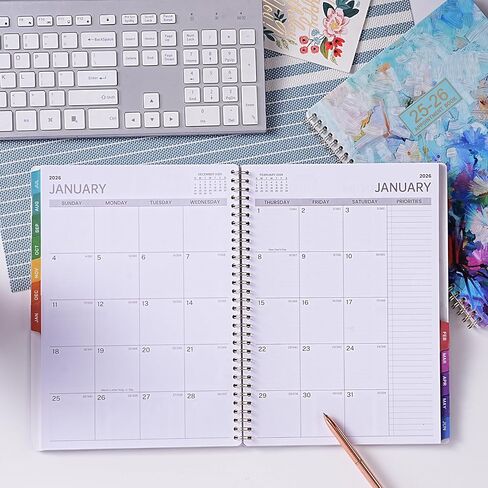 2025-2026 Planner-المخطط الأكاديمي 2025-2026 ، يوليو 2025-يونيو 2026 ، 9 "× 11" أسبوعيًا وشهريًا مع علامات تبويب ، ملزمة مزدوجة ، عطلات ، جيب الخلفي in Kuwait