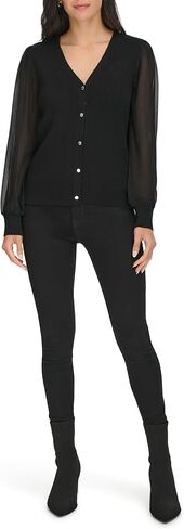 Calvin Klein Women's V Neck Button Front Cardigan Sweater in Saudi Arabia