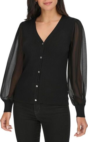 Calvin Klein Women's V Neck Button Front Cardigan Sweater in Saudi Arabia