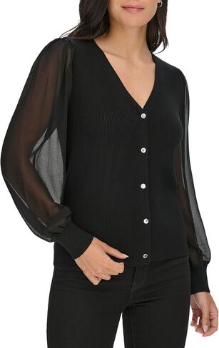 Calvin Klein Women's V Neck Button Front Cardigan Sweater in Saudi Arabia