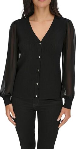 Calvin Klein Women's V Neck Button Front Cardigan Sweater in Saudi Arabia