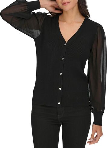 Calvin Klein Women's V Neck Button Front Cardigan Sweater in Saudi Arabia