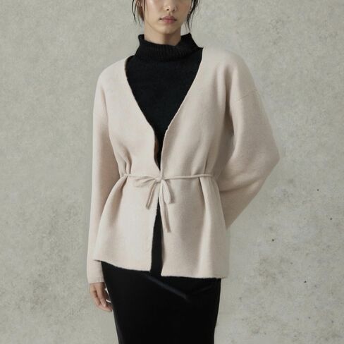 سترات نسائية مفتوحة من الأمام وأكمام طويلة ورقبة على شكل حرف V وسترات محبوكة كاجوال ومعاطف عصرية مكتنزة مع حزام ربط in Kuwait