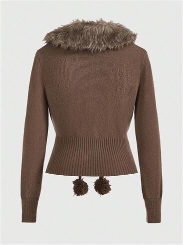 Verdusa Women's Zip Up Long Sleeve Knit Cardigan Sweater Fuzzy Crop Jacket Outerwear Early Fall Outfits 2025 in Saudi Arabia