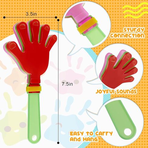 120 Pcs 7.5 Inch Noisemakers Bulk Plastic Hand Clappers Party Favors Noise Makers for Sporting Events Fiesta Birthday Game Supplies, Random Color in Kuwait