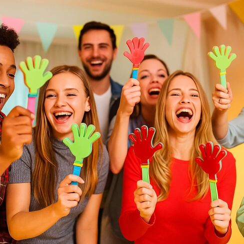 120 Pcs 7.5 Inch Noisemakers Bulk Plastic Hand Clappers Party Favors Noise Makers for Sporting Events Fiesta Birthday Game Supplies, Random Color in Kuwait