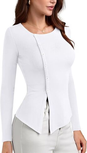 PINKMSTYLE Womens Asymmetrical Long Sleeve Shirt Casual Tunic Tops for Leggings Teacher Shirts in Kuwait