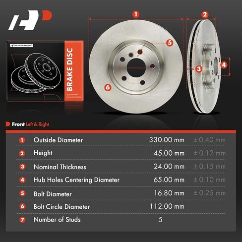 A-Premium 12.99 inch (330 mm) Front Vented Disc Brake Rotors Compatible with Select Mini and BMW Models - Cooper Countryman 2017-2019, X1 2016-2022, X2 2018-2021, 2-PC Set in Saudi Arabia