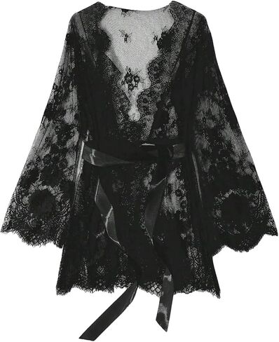 SHENHE Women's Plus Size Lace Lingerie Robe Kimono Sheer Babydoll Chemise Nightgown Nightwear in Saudi Arabia