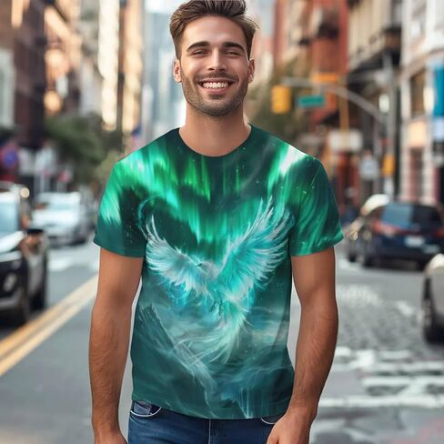 3D Pattern Print T-Shirt Breathable Cool Lightweight Flexible Easy to Match Diverse and Stylish in Saudi Arabia