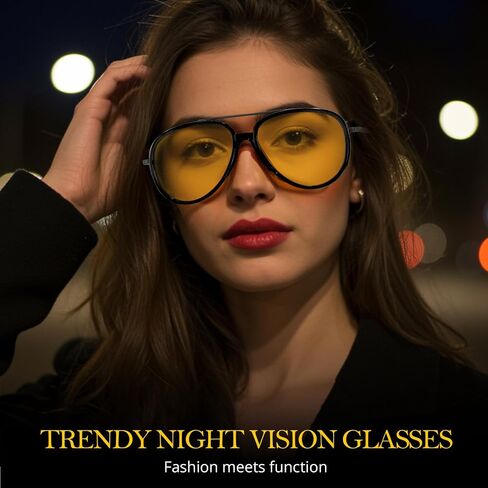 نظارات IGnaef Aviator للرؤية الليلية مضادة للوهج للنساء والرجال، نظارات القيادة الليلية الصفراء المستقطبة IF3248 in Saudi Arabia