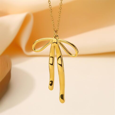 Fashion Gold Bow Choker Necklace for Women Simple Ribbon Bow Pendant Necklaces Dainty Bowknot Collar Necklace Holiday Jewelry Accessories for Her in Saudi Arabia