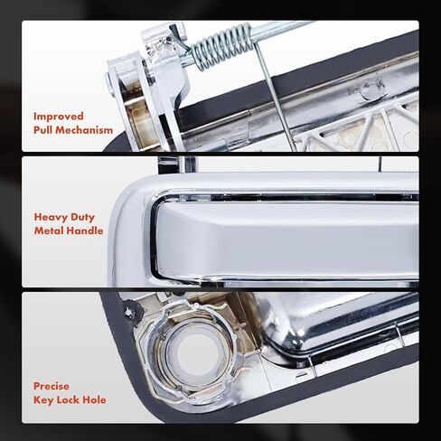 A-Premium Upgraded Metal Tailgate Handle Latch - Compatible with Ford F150 2008-2014, F250 F350 F450 F550 Super Duty Lobo 2008-2015 - Chrome Handle w/Camera Hole & Keyhole, Replace# 8L3Z9943400ACHMT in Saudi Arabia