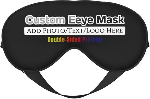 Personalized Eye Masks,Customized Sleep Blindfold Eye Mask,Custom Blackout Eye Cover with Adjustable Strap for Travel and Nap Solid Black in Saudi Arabia