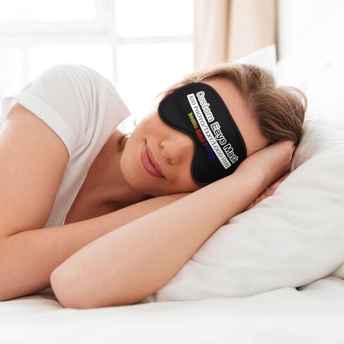 Personalized Eye Masks,Customized Sleep Blindfold Eye Mask,Custom Blackout Eye Cover with Adjustable Strap for Travel and Nap Solid Black in Saudi Arabia