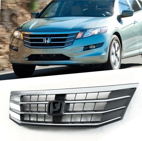 Chrome Front Bumper Upper Grille Mesh Grill Assembly Compatible With Crosstour 2010 2011 2012 ABS Plastic Silver in Saudi Arabia