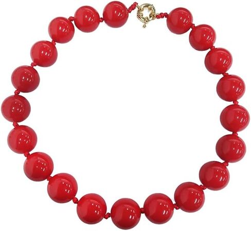 OIDIMS Chunky Large Red Beaded Choker Necklace for Women Gothic Beads Balls Collar Choker Boho Statement Punk Big Ball Necklaces Costume Jewelry Unique Trendy Accessories for Her Halloween in Saudi Arabia