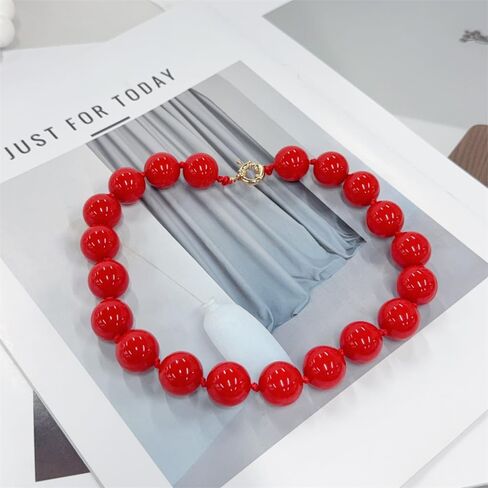OIDIMS Chunky Large Red Beaded Choker Necklace for Women Gothic Beads Balls Collar Choker Boho Statement Punk Big Ball Necklaces Costume Jewelry Unique Trendy Accessories for Her Halloween in Saudi Arabia
