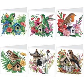 JISHSHAY 6 PCS Diamond Art Cards Diamond Painting Cards Diamond Art Greeting Cards Diamond Painting Greeting Cards Diamond Painting Birthday Cards with Envelopes for Holiday Birthday Eagle in Kuwait